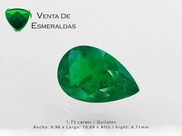 esmeralda talla lagrima certificada de 1.73 quilates