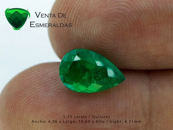 esmeralda talla lagrima certificada de 1.73 quilates