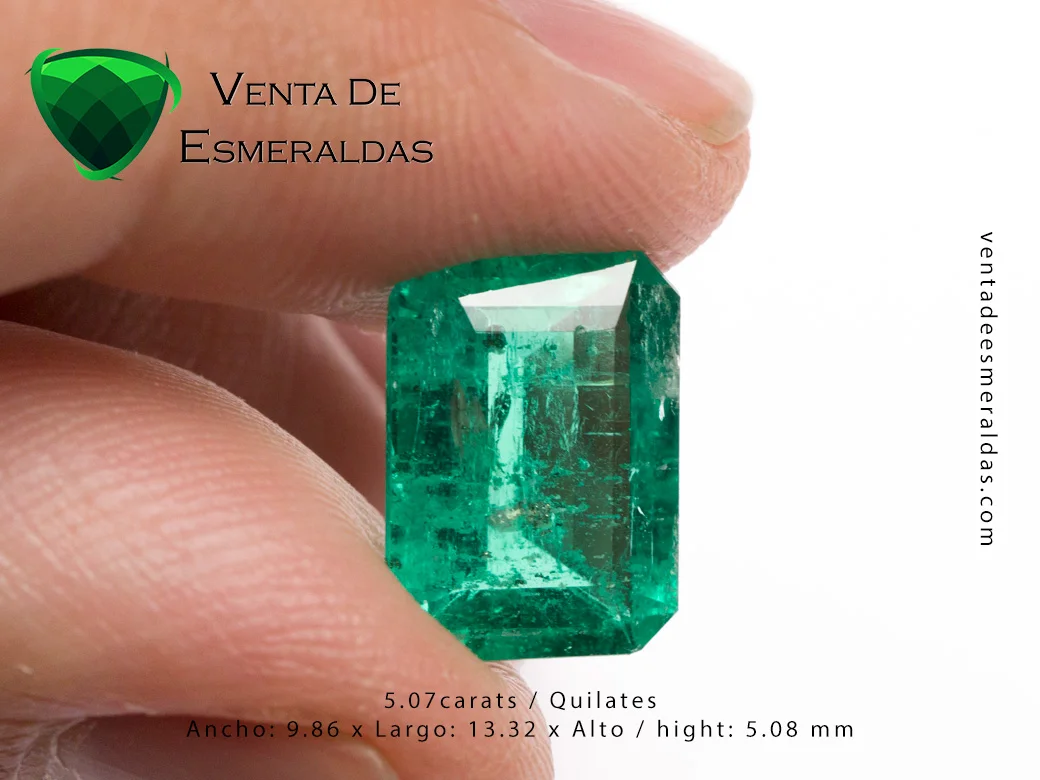 esmeralda colombiana rectangular de 5.07 kilates colombian emerald