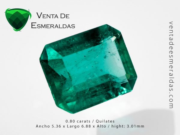 colombia emeral cut square 0.80 carats esmeralda colombiana de 0.80 quilates talla cuadrada