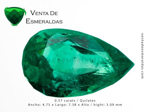 esmeralda colombiana de 0.57 quilates colombian emerald cut tear o pear 121