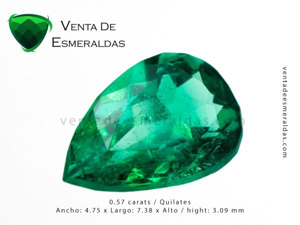 esmeralda colombiana de 0.57 quilates colombian emerald cut tear o pear