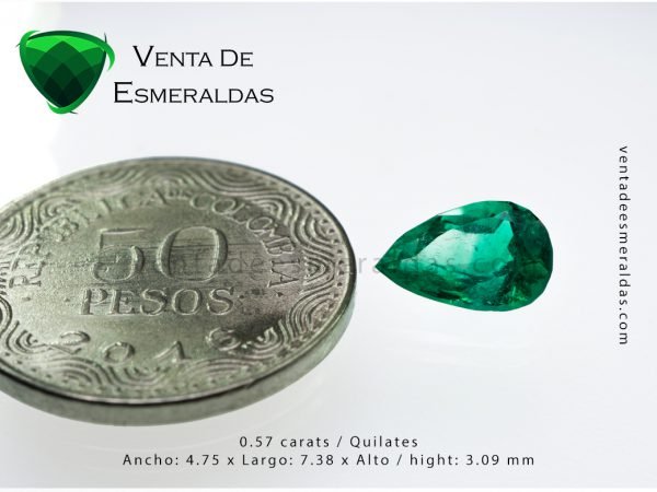 esmeralda colombiana de 0.57 quilates colombian emerald cut tear o pear