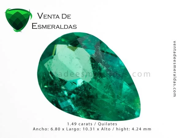 esmeralda de 1.49 quilates y medio colombian emerald talla lagrima