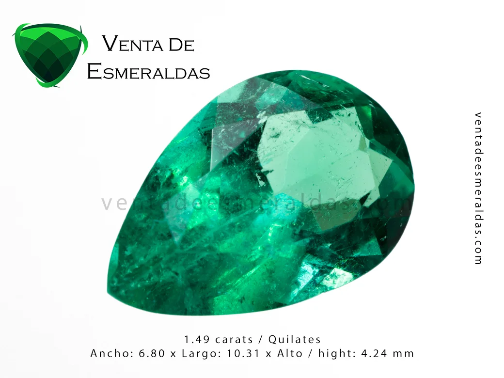 esmeralda colombiana talla lagrima de 1.49 quilates - Imagen 4