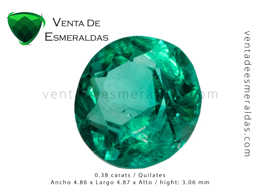 esmeralda talla redonda de 0.38 quilates round colombian emerald