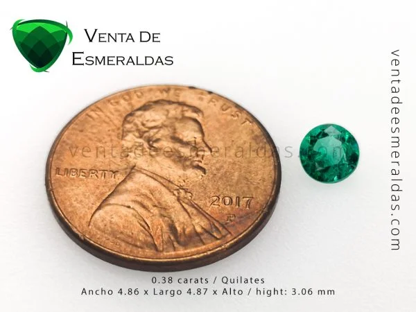 esmeralda talla redonda de 0.38 quilates round colombian emerald