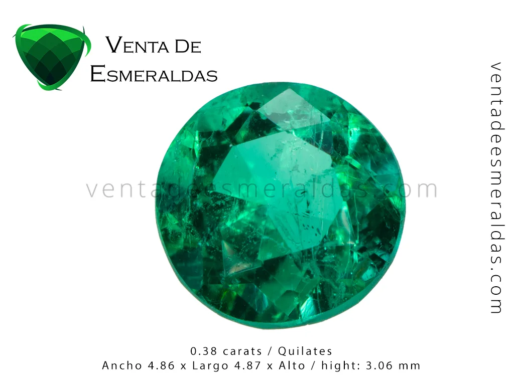 esmeralda talla redonda de 0.38 quilates round colombian emerald