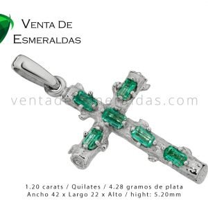 Cruz en plata 925 con esmeraldas Colombianas certificadas (3) Cruz en plata 925 con esmeraldas Colombianas certificadas
