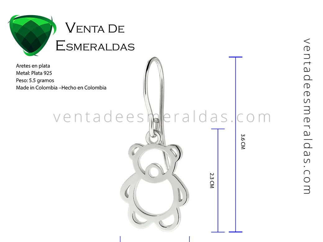 aretes en plata 925 joyeria bogota