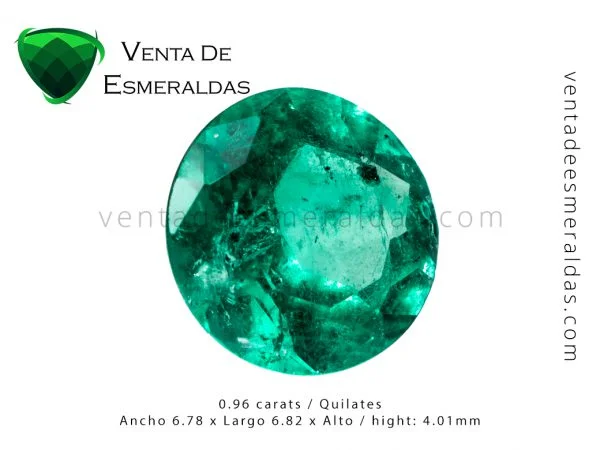 esmeralda colombiana talla redonda de 0.96 quilates colombian emerald