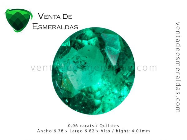 esmeralda colombiana talla redonda de 0.96 quilates colombian emerald