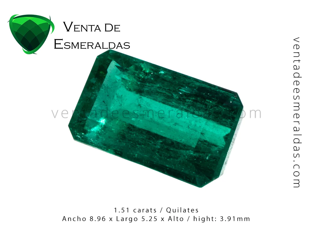 esmeralda gota de aceite de 1.51 quilates talla rectangular colombian emerald