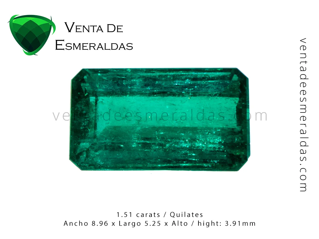 esmeralda gota de aceite de 1.51 quilates talla rectangular colombian emerald