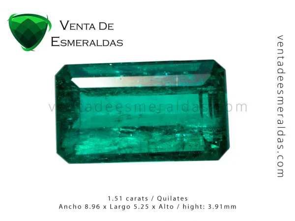 esmeralda gota de aceite de 1.51 quilates talla rectangular colombian emerald