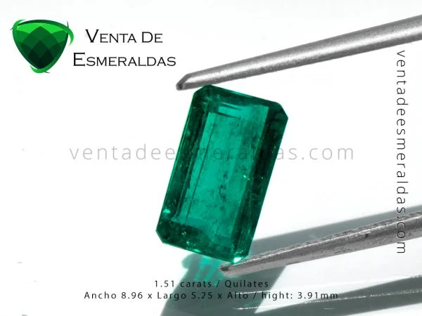 esmeralda gota de aceite de 1.51 quilates talla rectangular colombian emerald