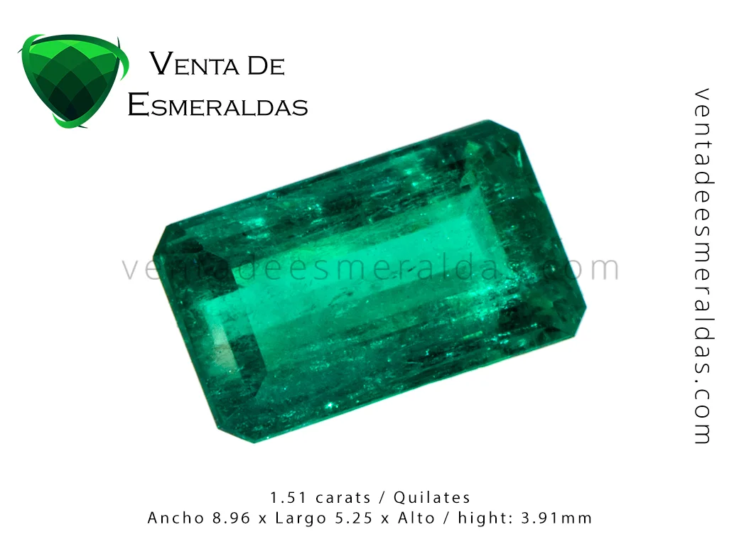 esmeralda gota de aceite de 1.51 quilates talla rectangular colombian emerald