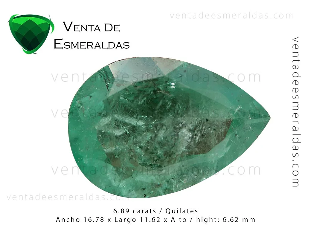 esmeralda colombiana talla lagrima de 6 quilates