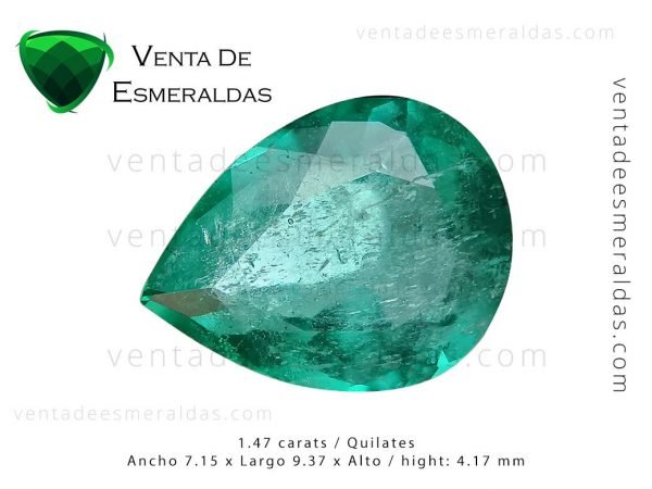 esmeralda colombiana talla lagrima de 1.47 quilates colombian emeralds