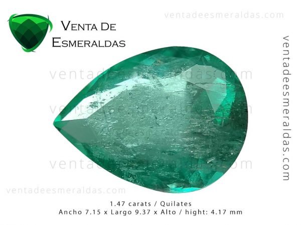 esmeralda colombiana talla lagrima de 1.47 quilates colombian emeralds