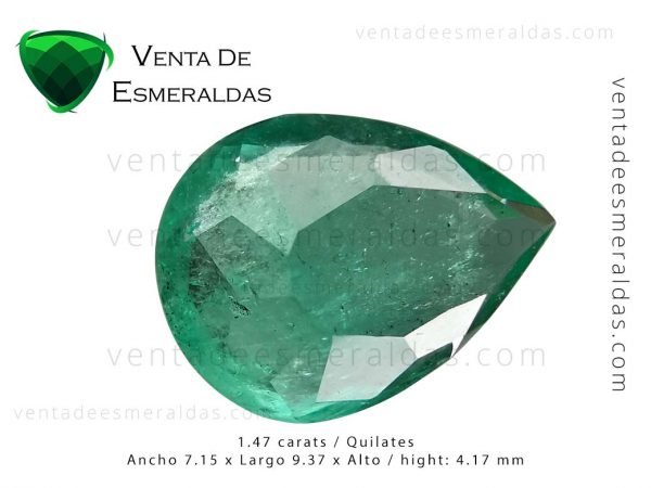 esmeralda colombiana talla lagrima de 1.47 quilates colombian emeralds