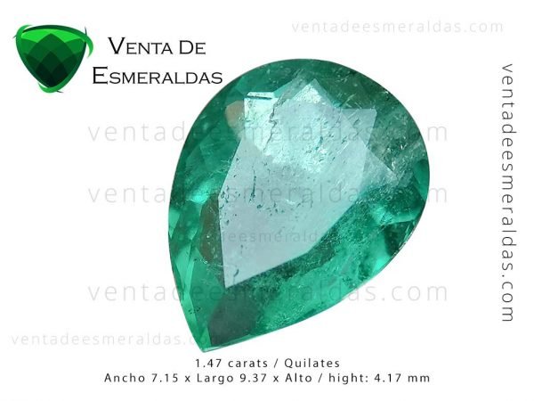 esmeralda colombiana talla lagrima de 1.47 quilates colombian emeralds