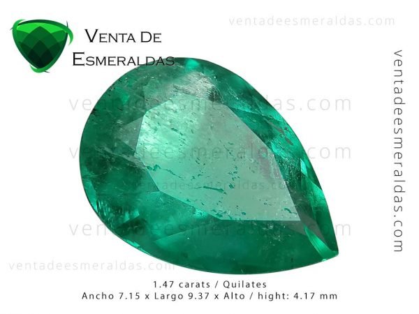 esmeralda colombiana talla lagrima de 1.47 quilates colombian emeralds