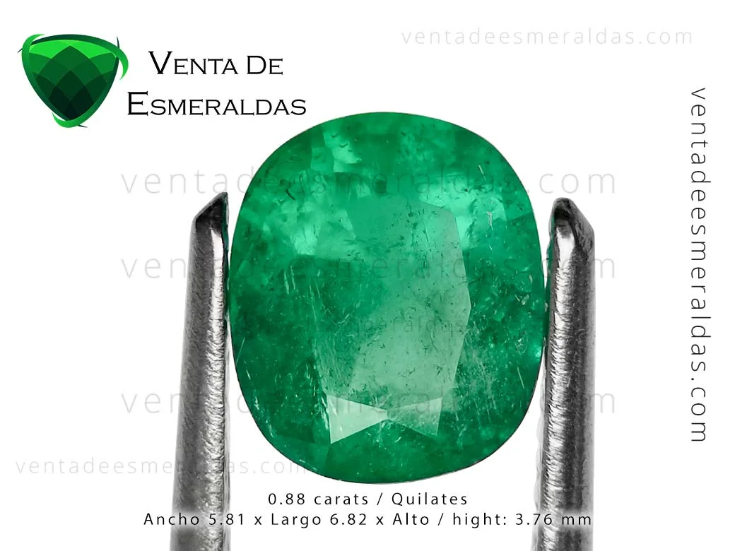 esmeralda talla cushion de 0.88 quilates colombian emerald from muzo colombian