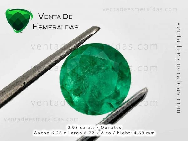 esmeralda Colombiana talla redonda de 0.98 quilates ideal para anillo de compromiso