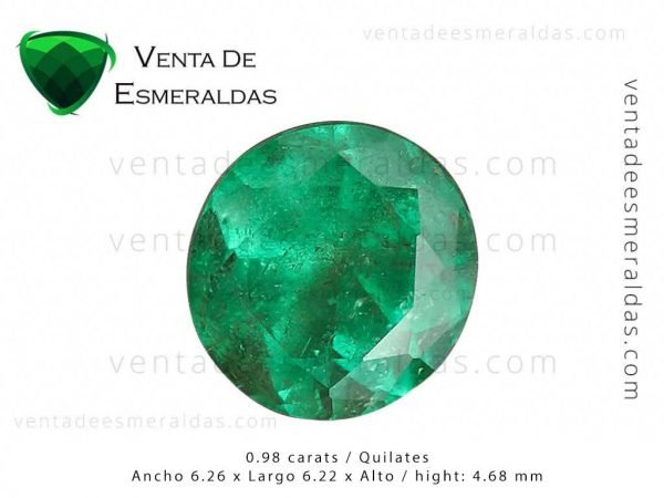 esmeralda Colombiana talla redonda de 0.98 quilates ideal para anillo de compromiso