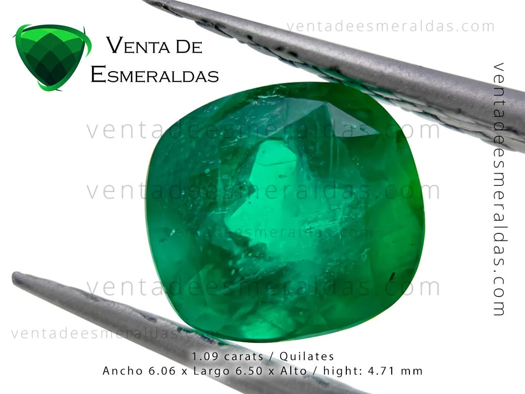 esmeralda colombiana de muzo talla cushion