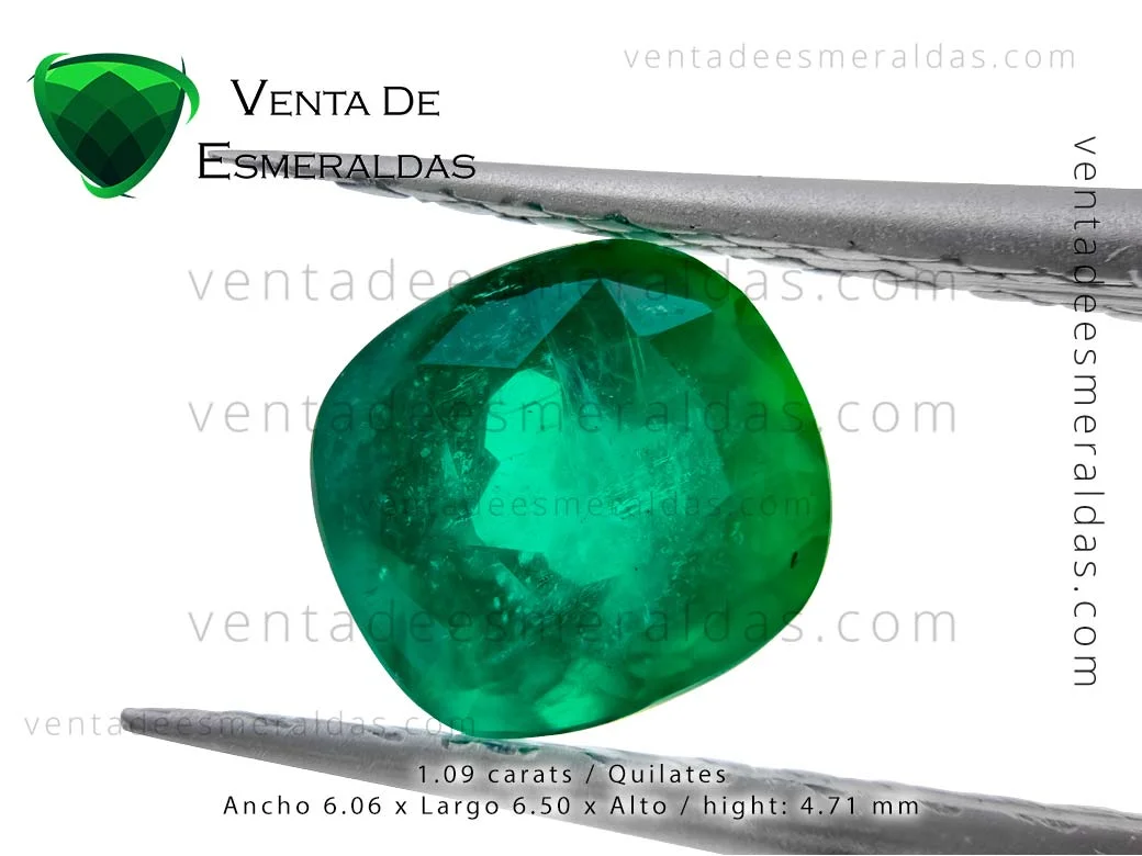 esmeralda colombiana de muzo talla cushion