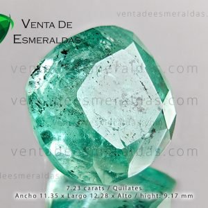 esmeralda-Colombiana-de-la-region-de-Muzo talla cushion 2 esmeraldas Colombianas de la mina de Chivor , esmeraldas talla Cushion 7.23 quilates