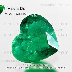 esmeralda talla corazon de 1.11 cts de la mina de muzo colombia esmeralda talla corazon de 1.11 cts de la mina de muzo Colombia
