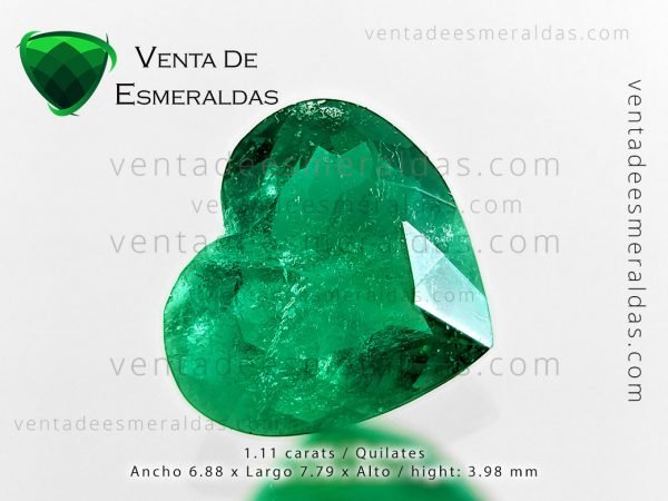 esmeralda talla corazon de 1.11 cts de la mina de muzo Colombia