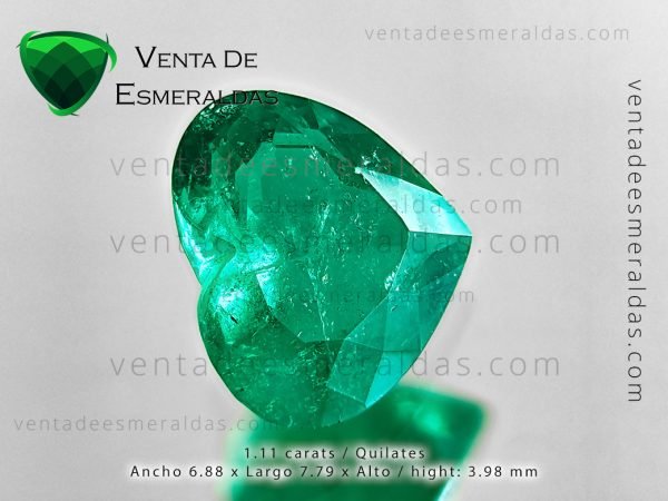 esmeralda talla corazon de 1.11 cts de la mina de muzo Colombia