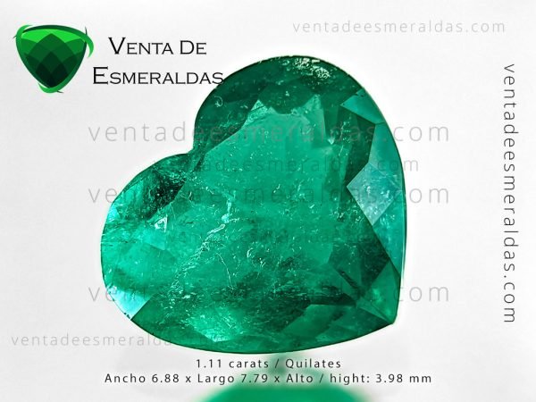 esmeralda talla corazon de 1.11 cts de la mina de muzo Colombia