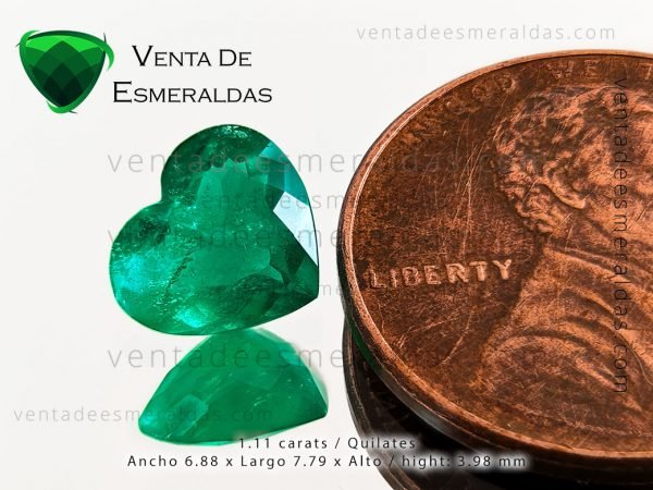 esmeralda talla corazon de 1.11 cts de la mina de muzo Colombia