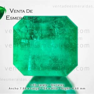 Esmeralda Natural de Colombia, talla rectangular de 1.95 quilates