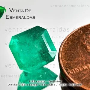Esmeralda Natural de Colombia, talla rectangular de 1.95 quilates