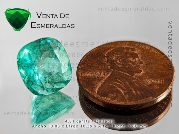 esmeralda talla cushion de la mina de Muzo colombia