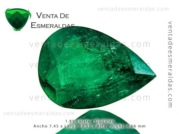 esmeralda talla lagrima 1.89 de la mina de muzo Colombia