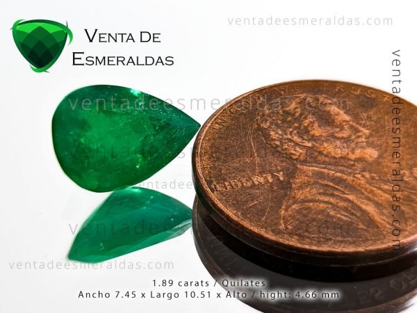 esmeralda talla lagrima 1.89 de la mina de muzo Colombia