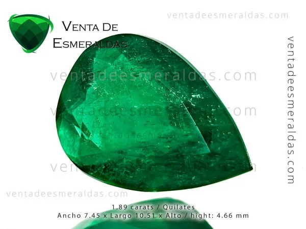 esmeralda talla lagrima 1.89 de la mina de muzo Colombia