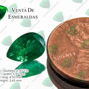 esmeralda de Colombia Natural de Muzo talla lagrima de 1.07 quilates