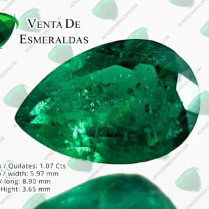 esmeralda de Colombia Natural de Muzo talla lagrima de 1.07 quilates