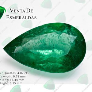 esmeralda de Colombia Natural de la mina de Muzo talla lagrima de 4.87 quilates