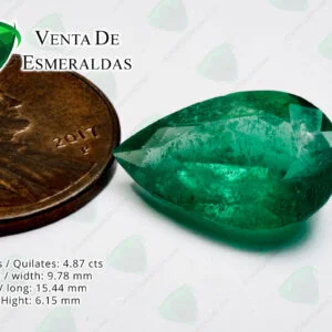 esmeralda de Colombia Natural de la mina de Muzo talla lagrima de 4.87 quilates
