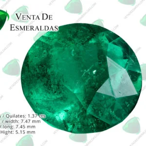 Esmeralda colombiana de Muzo talla redonda de 1.37 quilates Calidad AA+
