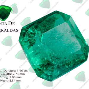 Esmeralda Natural de Colombia Muzo, talla cuadrada de 1.96 quilates